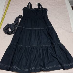 Caroline Constas Sleeveless  Navy Sundress with Contrast Stitching NWT